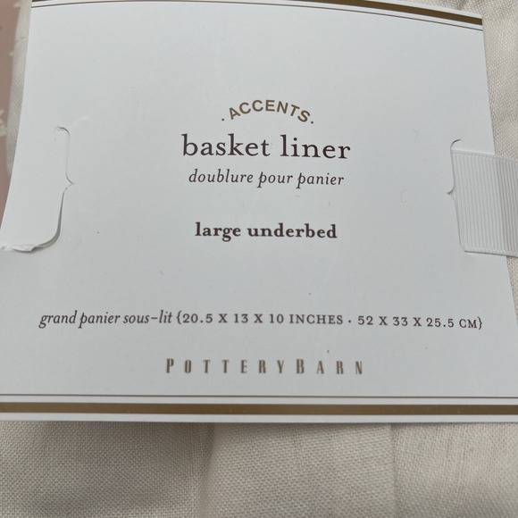 Pottery Barn Large Underbed Havana Savanah‎ Basket Liner New Ivory Netural - Picture 2 of 4